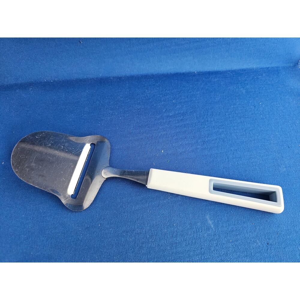 Vintage Tempo Stainless Steel Cheese Slicer/Server w/White Handle - Japan